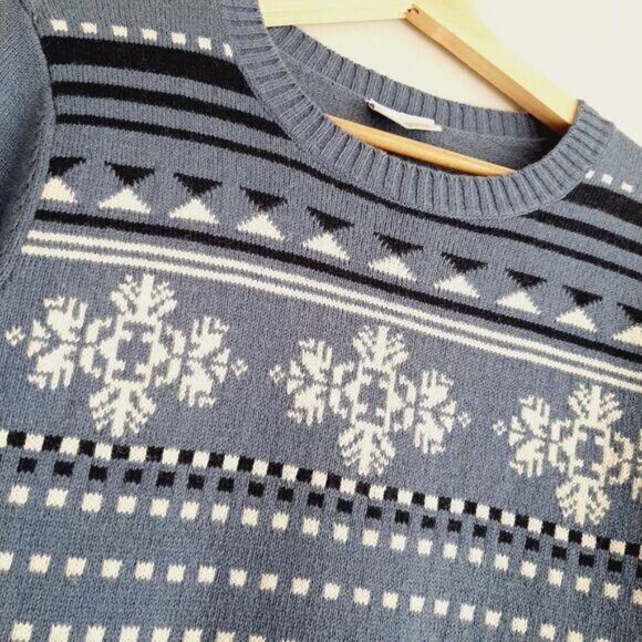 COLUMBIA / Fair Isle Intarsia Snowflake Knit Sweater Women's Sz M - Picture 5 of 10